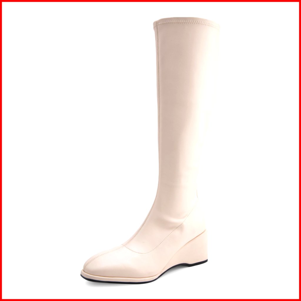 Knee-High Wedge Boots With Ortholite Insole, Faux Leather, Size 9